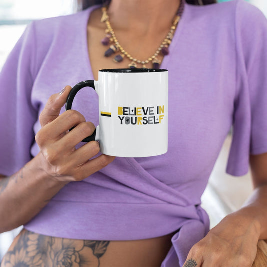 Believe In Yourself™ Motivational Mug – Black Handle & Interior Edition